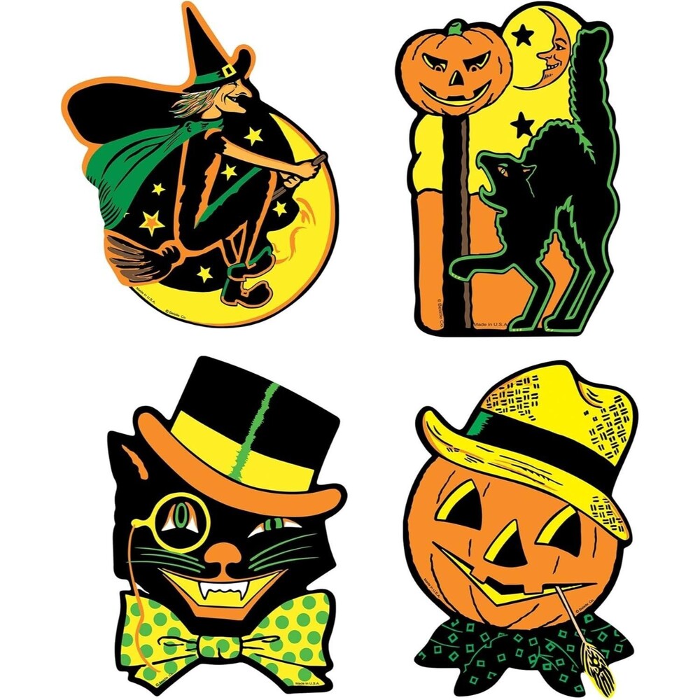 Beistle Halloween Cutouts Vintage Halloween Designs 4 pack Wall Window Decor